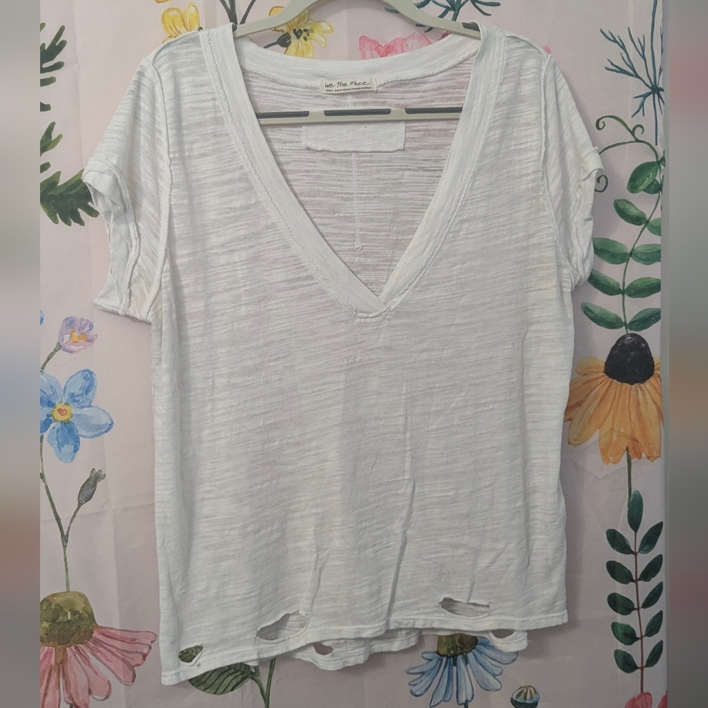 Free People V-Neck Short Sleeve Top